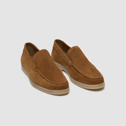 Cavani Breezy Tan Sand Slip-On Suede Loafers 