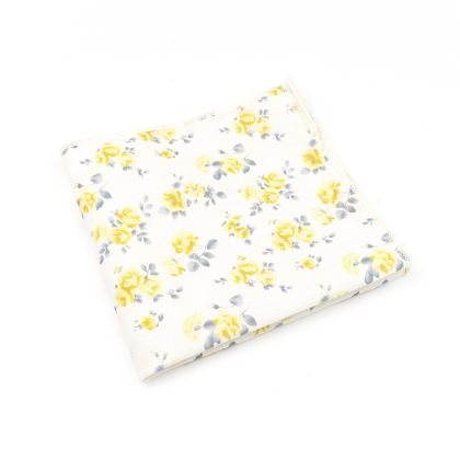 Pastel Yellow floral flower cotton pocket square 