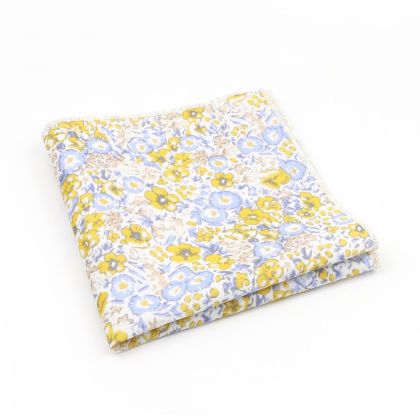 Blue & Yellow floral cotton pocket square 