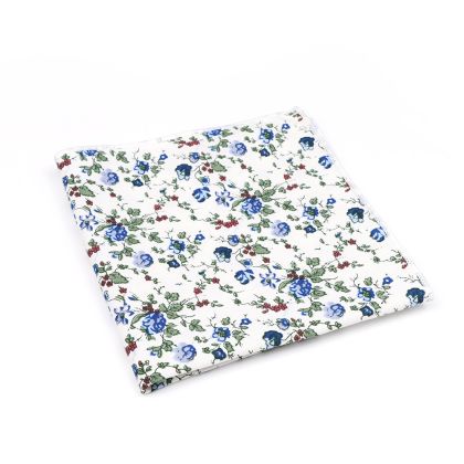 Blue & Ivory floral flower cotton pocket square 