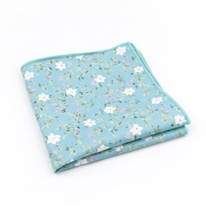 Blue & Pink floral cotton pocket square 