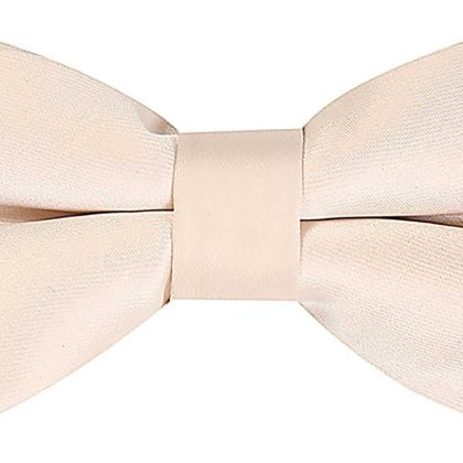 Plain champagne satin classic mens bow tie 