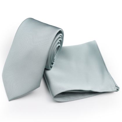 Dusty blue classic mens tie & pocket square set