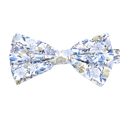 Blue floral flower cotton classic mens bow tie 