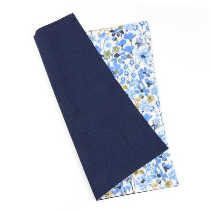 Two Tone Pastel Navy floral cotton Pocket square 