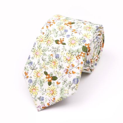 Orange floral flower cotton tie 
