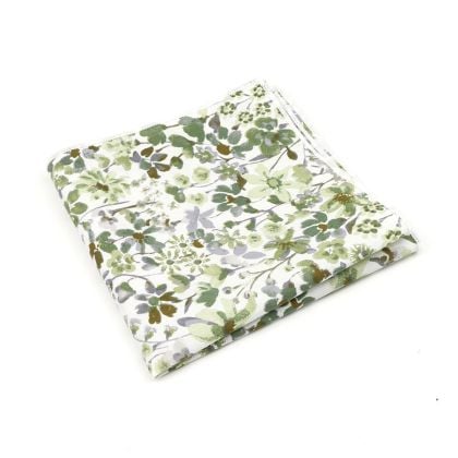 Olive Green floral flower cotton pocket square 