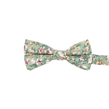 Children's Sage green floral cotton bowtie 