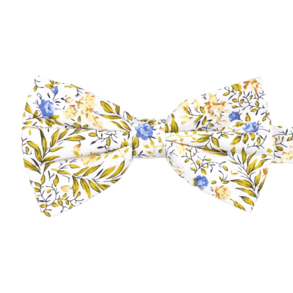 Yellow floral flower cotton classic mens bow tie