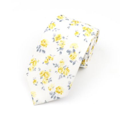 Pastel Yellow floral flower cotton tie 