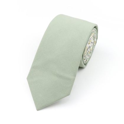 Two Tone Sage Green floral cotton tie 