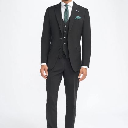 Cavani Malibu Black Three Piece Suit 