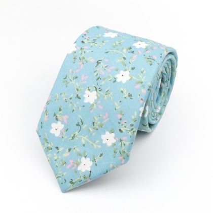 Blue & Pink floral cotton tie 