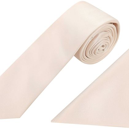 Plain champagne classic mens tie & pocket square set 