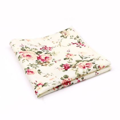 Peach floral flower cotton pocket square 