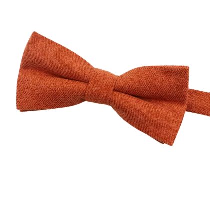 Mens Tweed Burnt Orange Rust Woven Bow Tie