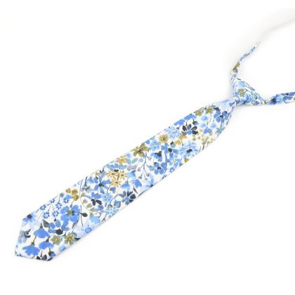 Childrens Pastel Blue floral flower cotton tie 