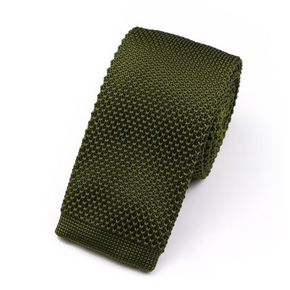 Jenson Samuel Khaki Olive Knitted neck tie 