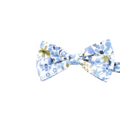 Children's Pastel Blue floral flower cotton bowtie 