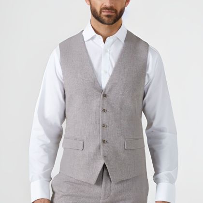 Skopes Jude Suit Waistcoat Stone Tweed Herringbone 