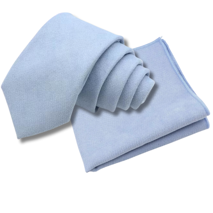 Mens Tweed Pastel Blue Woven Tie & Pocket square set 