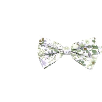 Childrens Olive Green floral flower cotton tie 