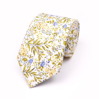 Yellow floral flower cotton tie 