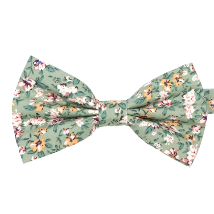 Sage green floral cotton bowtie 