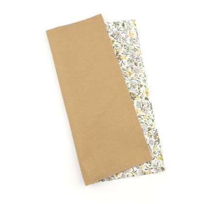 Two Tone Pastel Tan floral cotton Pocket square 