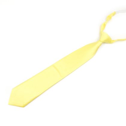 Childrens Plain Pastel Yellow satin classic mens tie 