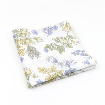 White & Sage floral cotton pocket square 