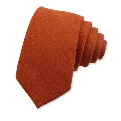 Mens Tweed, Burnt Orange Rust Woven Tie 