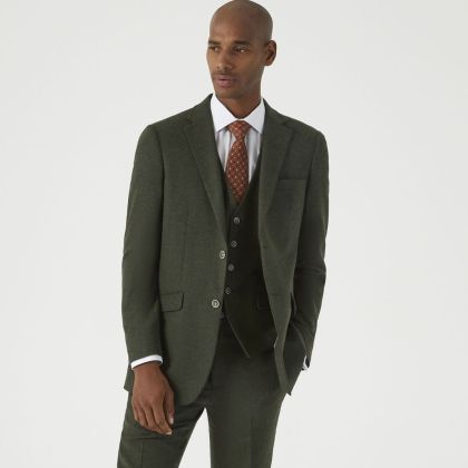 Jude Suit Olive Tailored Jacket Tweed Herringbone 