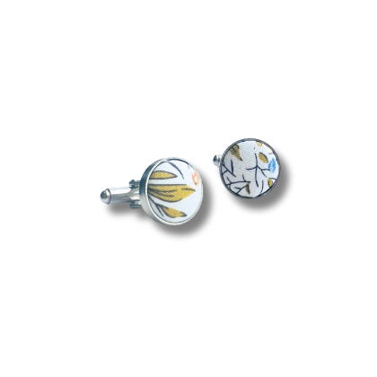 Yellow Floral Cufflinks 