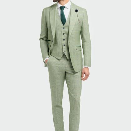 Cavani Caridi Sage Check Three Piece Suit 