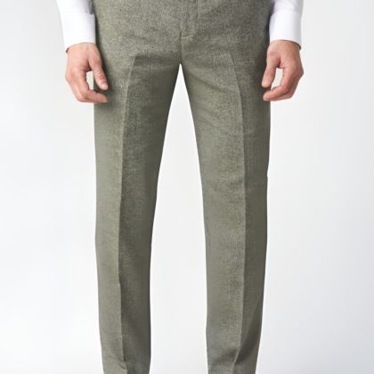 Skopes Jude Tailored Sage Green Tweed Herringbone Trousers 