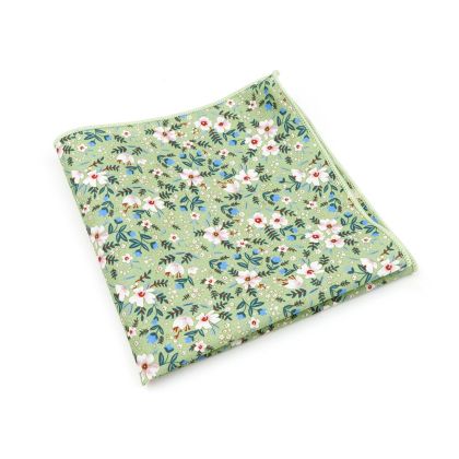 Green & Blue floral cotton pocket square 