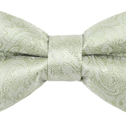 Paisley Pastel green satin classic mens bow tie 
