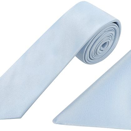 Plain pastel blue classic mens tie & pocket square set 