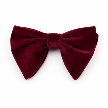 Velvet wine woven oversized mens bow tie 