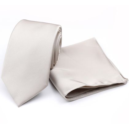 Stone satin classic mens tie & pocket square set