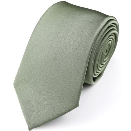 Olive green satin classic mens tie 