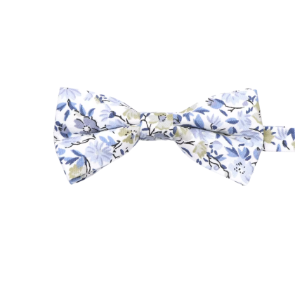 Children's Blue floral flower cotton classic bow tie 