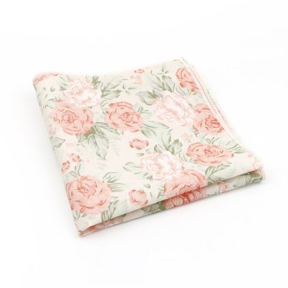 Pastel Pink floral flower cotton pocket square 