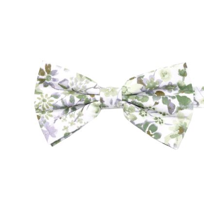 Olive Green floral flower cotton bowtie 
