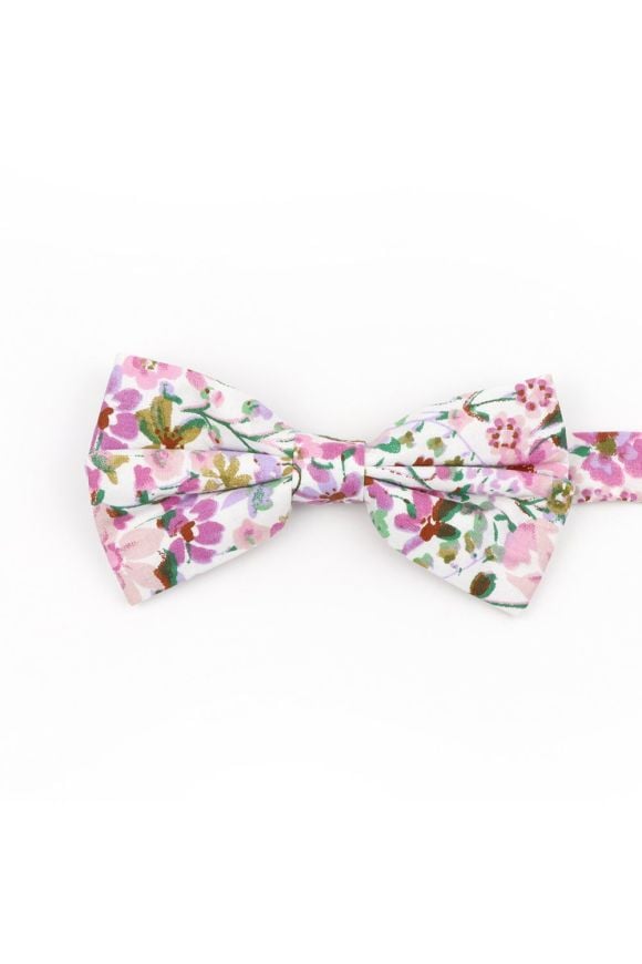 Pink & Purple floral flower cotton classic mens bow tie
