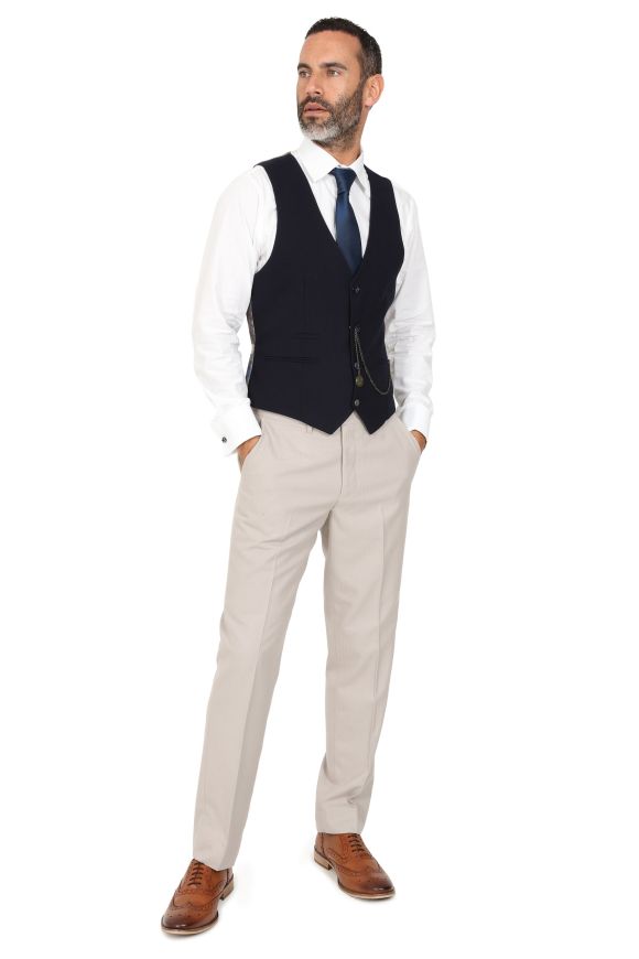 Jenson Samuel Alnwick Navy Jacket with contrast stone trousers