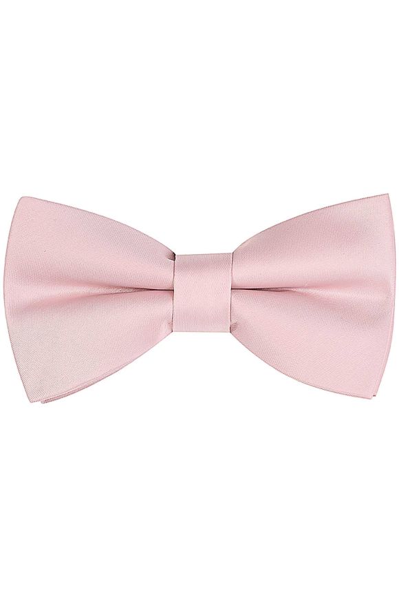Children's plain pastel pink satin classic bow tie