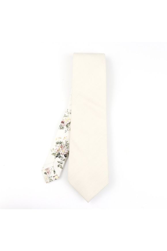 Two Tone Stone floral cotton tie