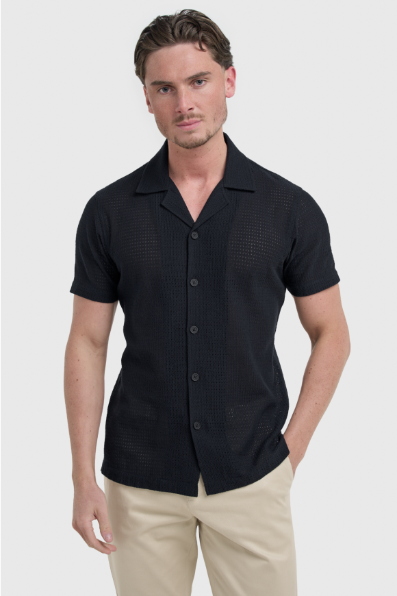 Paris Cuban Collar Shirt Navy